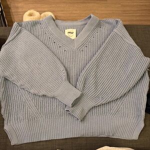 Aerie Soft Blue V-Neck Sweater